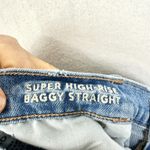 American Eagle  Super High Rise Baggy Straight Jeans Size 16 Short Strigid Photo 2