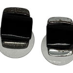Liz Claiborne Vintage Black Square Stud Earrings Silver Tone Minimalist Jewelry Photo 0
