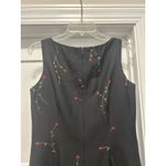 Depeche 90s Y2K Black Silk Embroidered Floral Sleeveless Size 6 Sheath Dress Photo 3