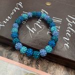 Handmade Super Sparkly Stretch Bracelet | Blue Rhinestone Beads Photo 0
