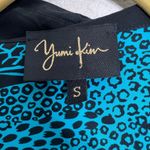 Yumi Kim  Blue Animal Print Button Down Silk Blouse Small Photo 2