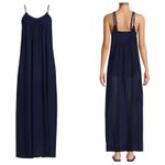 Lands' End Women’s Sheer Rib Maxi Beach Dress in Navy Blue - Size M Photo 1