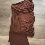 Missguided Misguided Rust Brown Ruched Asymmetrical One Shoulder Mini Dress Womens Size 10 Photo 2
