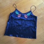 Floral, Embroidered, Tank Top, Navy Blue, Pink, Green, Size S Blue Photo 10