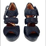 POETIC LICENSE Mistletoe Kisses Black Open Toe Rhinestone Bow 4” Heels Size 6 Photo 2