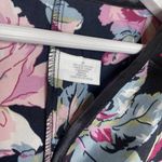 Avon Satin Floral Pink Multicolor Pajama Top Size Medium Black Photo 3