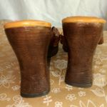 Qupid  6.5 Wooden Boho Braded Strap Sandals in Cognac Photo 5