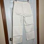 Just Black Denim Wide Leg Cropped Raw Hem Jeans Size 27 White Distressed Hem Photo 3