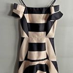 Gianni Bini Strapless Fit & Flare Dress XS, Black Beige Stripe, Party Mini Photo 0