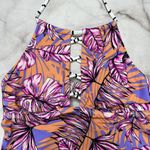 Salt + Cove Hawaii Lilac Purple Floral Halter Swim Top Juniors Size S Lace Up Photo 2