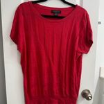 August Silk  Red Short Sleeve Knit Women’s Top Size Large Photo 0