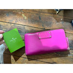 Kate Spade  Hot Pink Pebbled Leather Wallet Zip Up Gold Photo 7