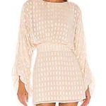 Flying Tomato  Chiffon Sheer Geometric Print Dress In Cream Size Sm Photo 0