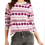 Style & Co Pink Patterned Crew Neck Sweater Photo 0