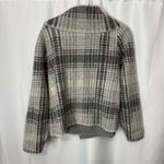 Christian Siriano NY Gray Plaid Wool Blend Cowl Neck One Button Sweater XL White Photo 4