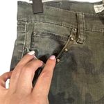 Nicole Miller  Green Camo Riveted Skinny High Rise Raw Hem Denim Jeans Women Sz 4 Photo 8