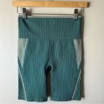 Ryka  Green Striped Biker Stretchy Performance Athletic Short Size M Active Teal Photo 1