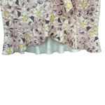 Anthropologie  Skye Pencil Skirt‎ Floral Print Faux Suede Ruffle Purple Size US 2 Photo 5