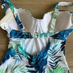 NWT Peyton and Parker One Piece Swimsuit White Blue Tropical Floral Size Small Photo 6