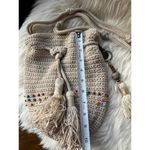 The Sak Cream Woven Boho Bag multi-colored beads with Tassels Photo 4