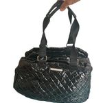 Steve Madden  Black Large Quilted Tote Weekender Shoulder Bag Canvas Handles Photo 0