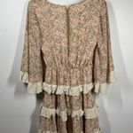 INDIKAH by Angel Biba Women S Tiered Ruffle Boho Mini Dress Floral Lace Peach Photo 1