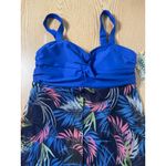 B14 New Women’s 1pc Swimsuit Dress Palm Leaves Print size Small Blue Photo 1