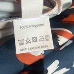 SheIn Long Sleeved Ruffle Neck Geo Print Blouse Blue Size Small Photo 5