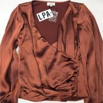 LPA Criss Cross Blouse in Cherry Brown XXS Photo 3