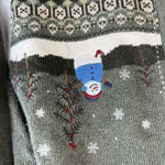 Croft & Barrow  PXL Petite XL Cardigan Sweater Zip Up Embroidered Holiday Snowmen Photo 3