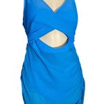 NWT B2prity Blue Women’s Mesh OnePiece Swimdress Tummy Control VNeck swimSuit Size L Photo 2