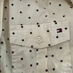 Tommy Hilfiger Cream Polka Dot Roll Tab Shirt Photo 11