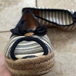 Tory Burch Jackie Striped Peep-Toe Wedge sandal Ivory Navy Photo 12