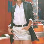 Madewell NEW x Aimee Song Women's Silver Metallic Denim Jean Mini Skirt Size 26 Photo 3