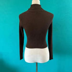 Ambiance Apparel Brown Turtle Neck Ribbed Cropped Sweater Size S Photo 1