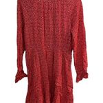 Maeve  Anthropology Red/White Printed A-Line Dress Long Sleeve Womens Size Medium Photo 4