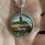 Silver chain Merry Christmas party necklace Photo 8