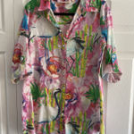 Soft Surroundings Women's Medium Colorful Button Up Casual Art to Wear Tropical Photo 0