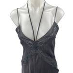 ZARA Charcoal Gray Embroidered Lace Sleeveless Cami Slip Midi Dress Size XS Photo 3