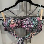 The Bikini Lab  High Rise Bikini with‎ Bandeau Top w/Smocking Pastel Paisley Print Sm Photo 7