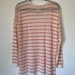 Chaser  Linen Stripe Scoop Neck Long Sleeve Sz L Photo 5