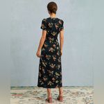 RIHOAS The Black V Neck Floral Short Sleeve Maxi Dress Size L Photo 2