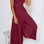NEW Wide Leg Linen Blend Jumpsuits Beach Outfits M Pink Size M Photo 2