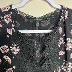 White House | Black Market WHBM Dark Floral Whimsigoth Dandelion Scalloped Trim Lace Sheer Chiffon Tank Photo 2
