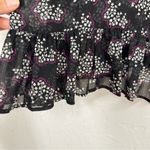 Anna Sui  Black Ditsy Floral Blouse Womens L Sheer Boho Peplum Long Sleeve Top Photo 1