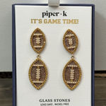 Piper K Embellished It's Game Time Football Earrings New‎ In Box Gold Photo 0