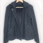 Eileen Fisher Women's Gray Wool Blend Swing Jacket with Ribbed Contrast Petite L Photo 3