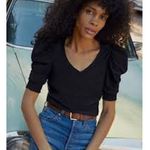 Nation Ltd S celine tee T-shirt Puff Shoulder V-neck Top Ribbed Fitted womens Photo 1