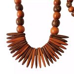 Wooden Beads Necklace and Bracelet Set Womens Jewelry Set Beachy Boho Brown Photo 4