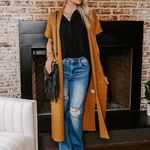 JODIFL  size small short sleeve ribbed duster long cardigan pockets split sides Photo 1